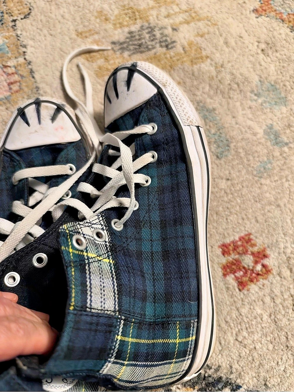 Converse Chuck Taylor All Star Plaid High Top Sneakers Blue & White US 6.5 - Picture 5 of 6